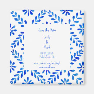 Hochzeit Mittelmeerblau Save-the-Date Magnet