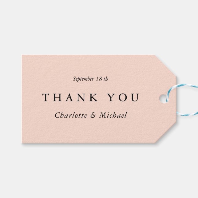 Hochzeit Modern & Minimal Vielen Dank Geschenkanhänger (Vorderseite (Horizontal))