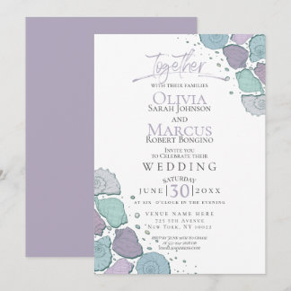 Hochzeit | Modern Seashells Violet Dusty Blue Einladung