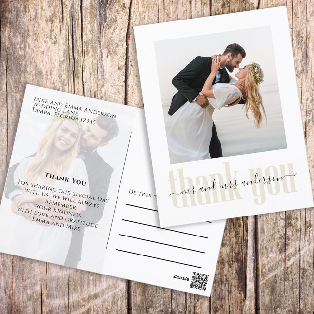 Hochzeit Modern Simple Trendy Minimalistisch Danke Postkarte (Von Creator hochgeladen)