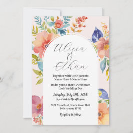 Hochzeit Moderne Blume Stilvolles Rosa Einladung