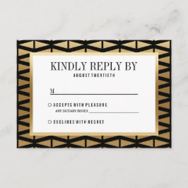 Hochzeit | Moderne geometrische Formen aus Gold un RSVP Karte