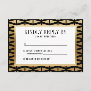 Hochzeit   Moderne geometrische Formen aus Gold un RSVP Karte