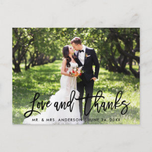 Hochzeit Moderne Pinselschrift Liebe und Dank Postkarte