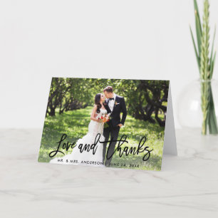 Hochzeit Moderne Pinselschrift Liebe und Dankfalz Karte