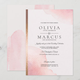 Hochzeit Moderne Rose Rosa Wasserfarbenpflücke Einladung