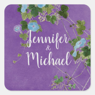 Hochzeit Moderne Schlichte Kalligraphie Name Flora Quadratischer Aufkleber