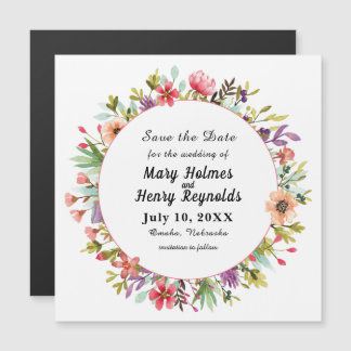 Hochzeit Moderne Wasserfarben-Blume Save the Date Magneteinladung
