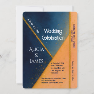 Hochzeit moderner geometrischer Korallenriffe Einladung