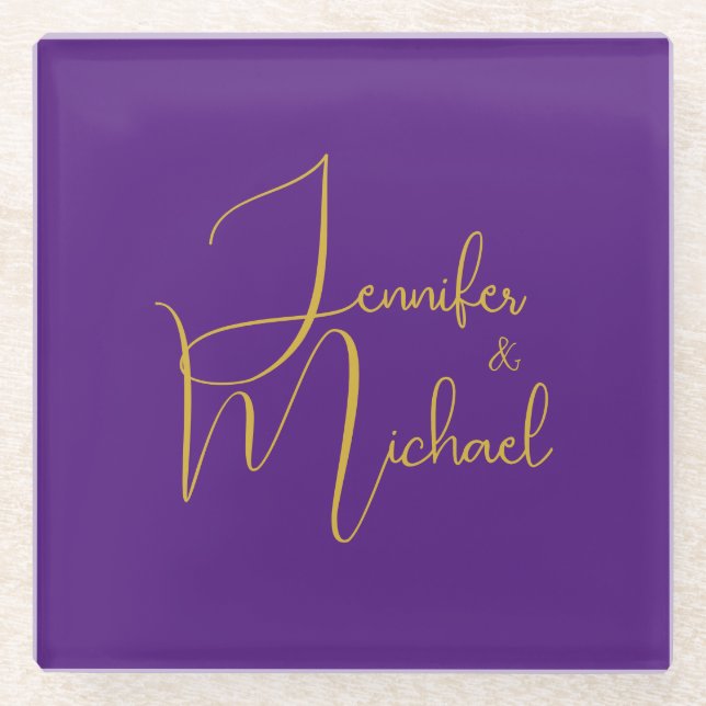 Hochzeit Moderner Minimalistischer Schlichter Kall Glasuntersetzer (Vorderseite)