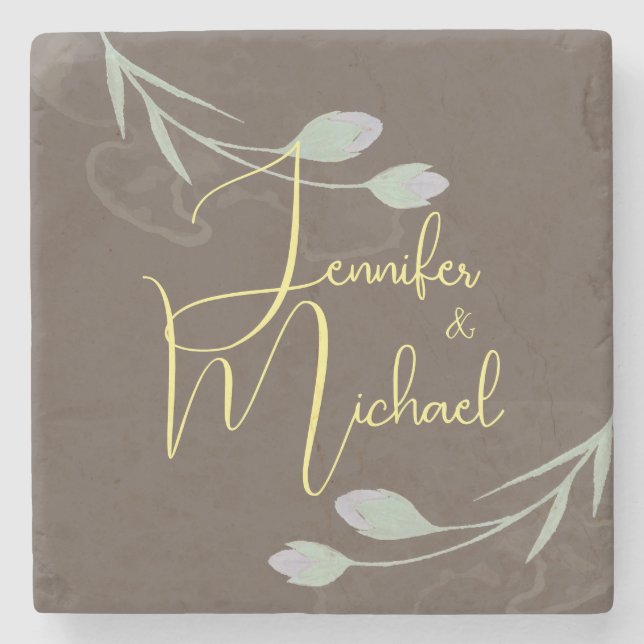 Hochzeit Moderner Minimalistischer Schlichter Kall Steinuntersetzer (Vorderseite)