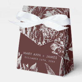 Hochzeit Modernes einfaches, florales Silberburgun Geschenkschachtel