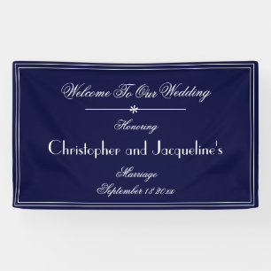 Hochzeit Modernes Vintages Navy Blue Willkommen Banner