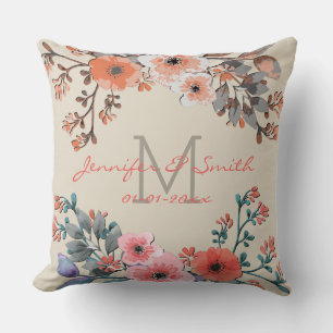 Hochzeit Modernes Vintages Wasserfarbenfloral #2 Kissen