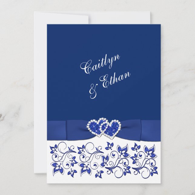 Hochzeit | Monogramm | Blau und Weiß | Floral Einladung (Vorderseite)