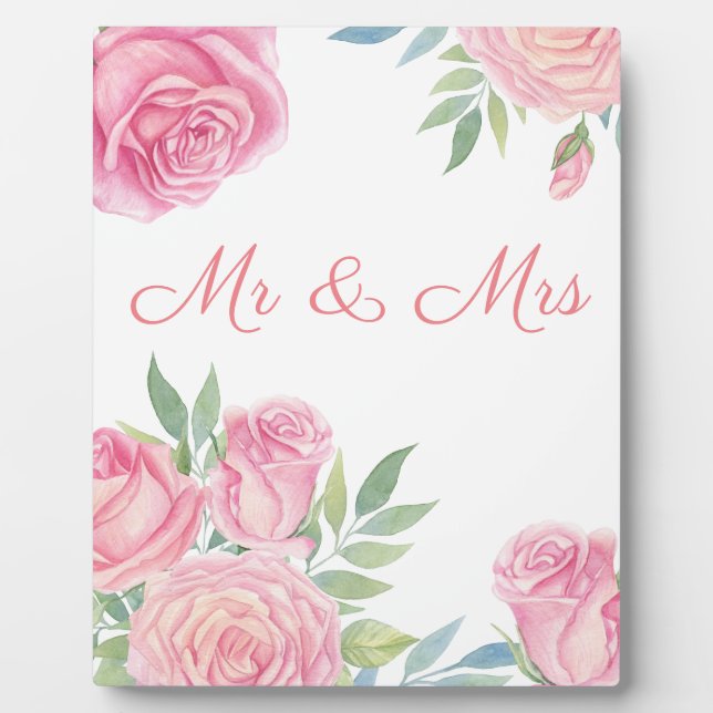 Hochzeit Mr. & Mrs. Empfang Table Plaque Fotoplatte (Vorderseite)