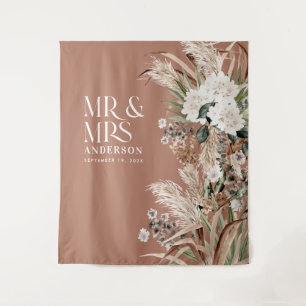 Hochzeit Mr. und Mrs. Pampas Gras moderne elegante Wandteppich