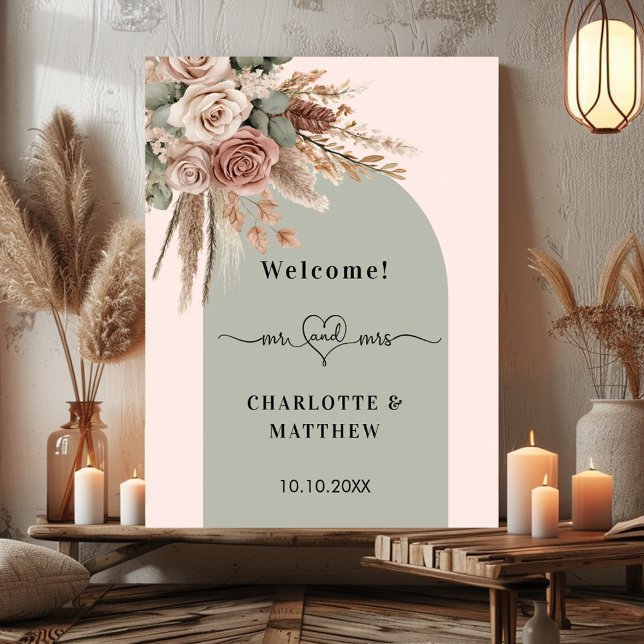 Hochzeit mrs Herz rosa Bogen Salbei Poster (Von Creator hochgeladen)