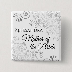Hochzeit Mutter der Braut Namensschild Silber Button