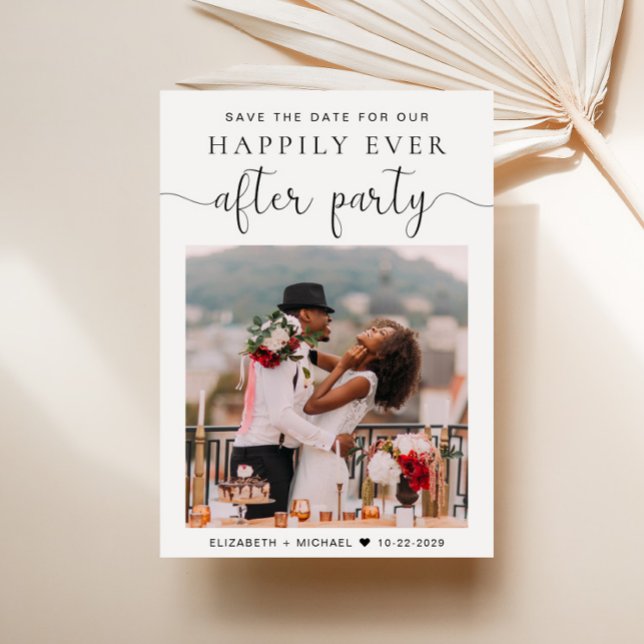 Hochzeit nach dem Party Foto Empfang Save the Date Ankündigung (A stylish save the date announcement for a reception to celebrate your elopement or private wedding)