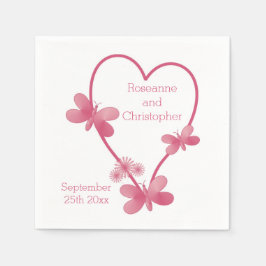 Hochzeit Napkins rosa Herz und Schmetterlinge Serviette