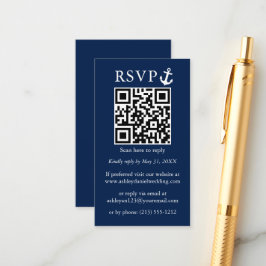Hochzeit Nautical Anchor Navy Blue QR UAWG Begleitkarte