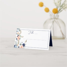 Hochzeit Nautical Anchor Navy Peach Floral Platzkarte