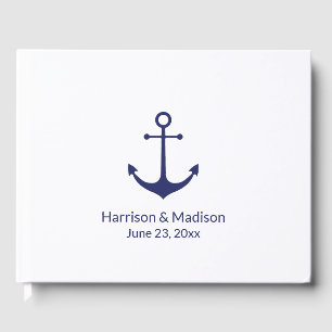 Hochzeit nautischer Anker blau weiß elegant Gästebuch