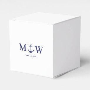 Hochzeit nautischer Ankernacht blaues Monogramm Geschenkschachtel