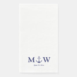 Hochzeit nautischer Ankernacht blaues weißes Monog Serviette