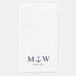 Hochzeit nautischer Ankernacht blaues weißes Monog Serviette