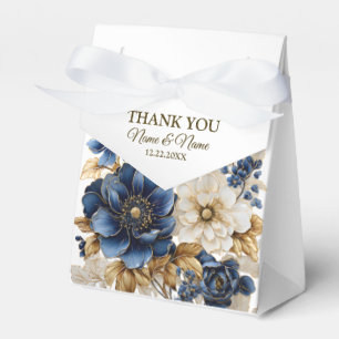 Hochzeit Navy Blau Weiß Golden Blumen Silber Geschenkschachtel