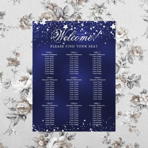 Hochzeit navyblauer Sterne Sitzplan Poster