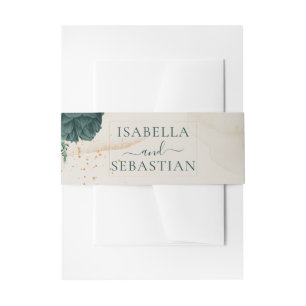 Hochzeit Neutral Creme Smaragdgrüne Rose Floral Einladungsbanderole
