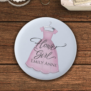 Hochzeit Niedliche Blume Mädchen Gefallen Rosa Vin Button