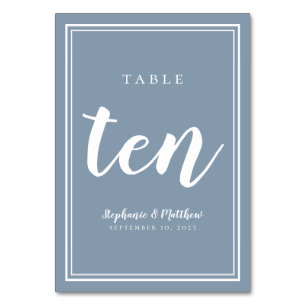 Hochzeit Nummer zehn Dusty Blue Simple Modern Tischnummer