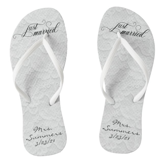 Hochzeit nur verheiratete Personalisierte Spitze Flip Flops (Fußbett)