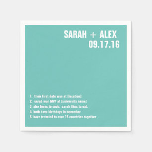 Hochzeit oder Dusche Spaß Fakten Cocktail Napkin Serviette