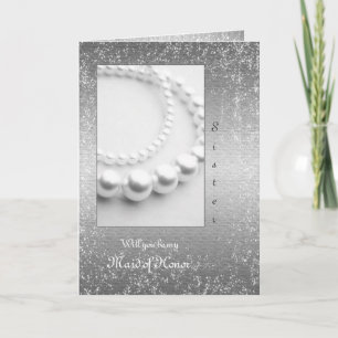 Hochzeit oder Jubiläum Perlen Silber Glitter Einladung