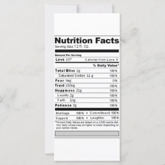 Hochzeit oder Jubiläum Süßes Funny Nutrition Label