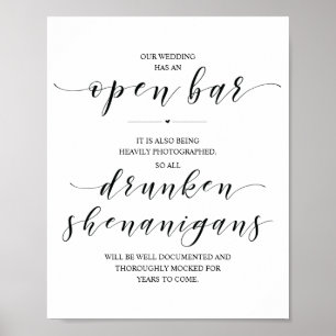 Hochzeit Offene Bar, betrunkene Shenanigans unters Poster