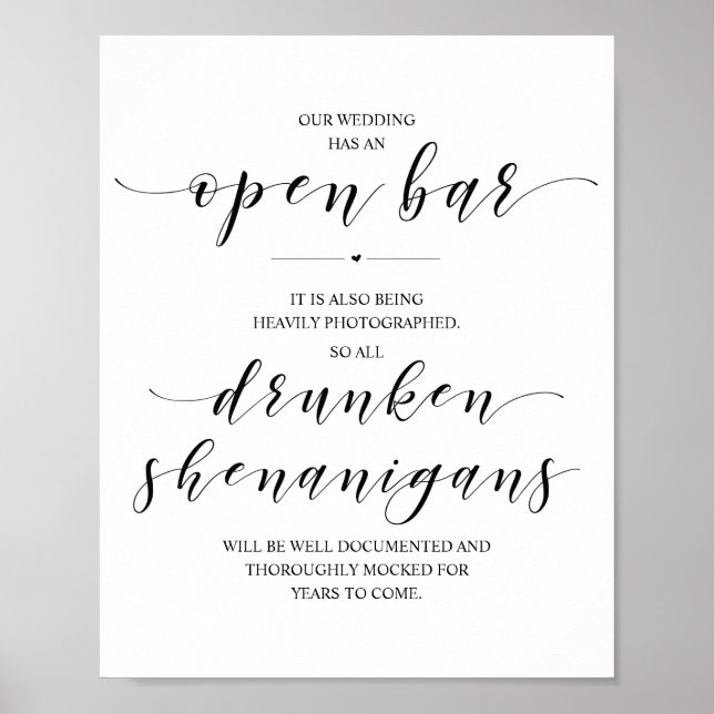 Hochzeit Offene Bar, betrunkene Shenanigans unters Poster (Vorne)