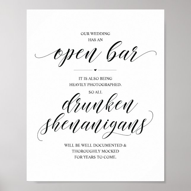 Hochzeit Offene Bar, betrunkene Shenanigans unters Poster (Vorne)