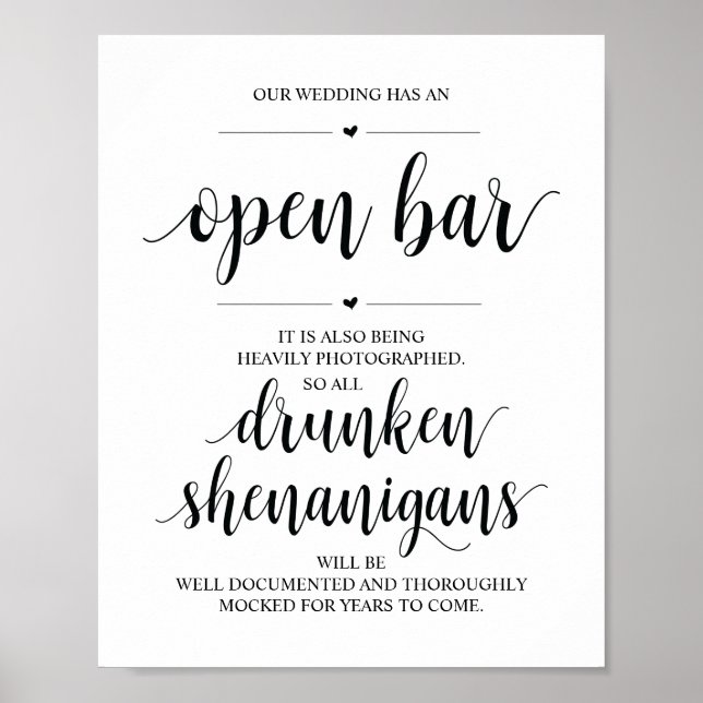 Hochzeit Offene Bar, betrunkene Shenanigans unters Poster (Vorne)