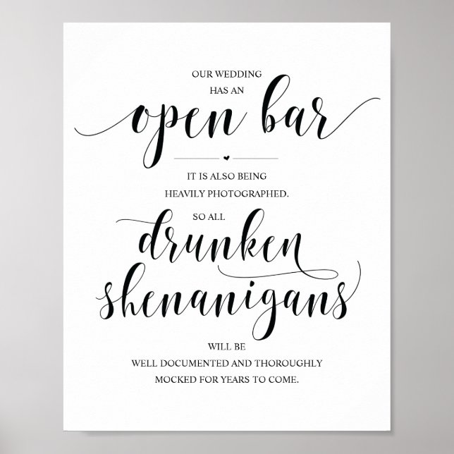 Hochzeit Offene Bar, betrunkene Shenanigans unters Poster (Vorne)