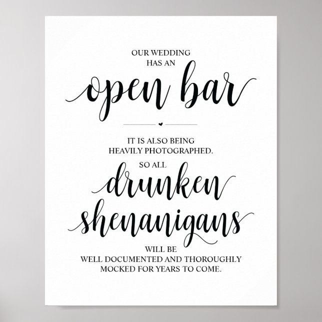 Hochzeit Offene Bar, betrunkene Shenanigans unters Poster (Vorne)