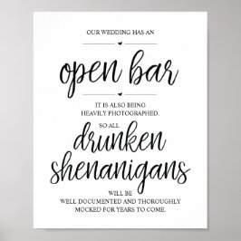 Hochzeit Offene Bar, betrunkene Shenanigans unters Poster