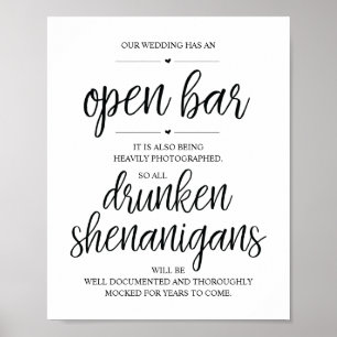 Hochzeit Offene Bar, betrunkene Shenanigans unters Poster