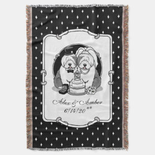 Hochzeit Old English Sheepdogs Bride Groom Gray 1 Decke