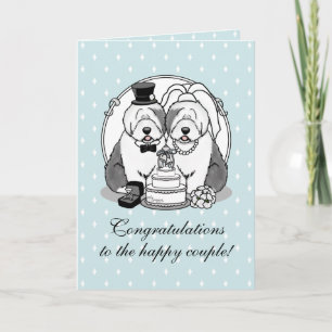 Hochzeit Old English Sheepdogs Bride Groom Gray 1 Karte